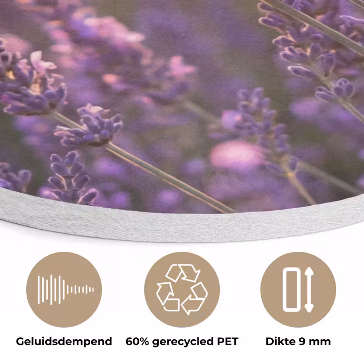 Lavendel - Paars - Zonlicht Akoestische PET Vilt - Rond klein -closeup_NL