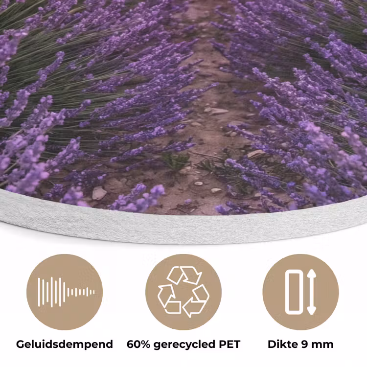 Lavendel - Veld - Natuur - Paars Akoestische PET Vilt - Rond klein -closeup_NL