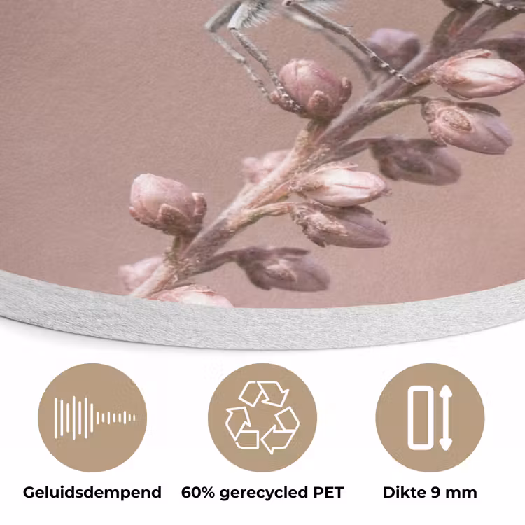 Lavendel - Vlinder - Paars Akoestische PET Vilt - Rond klein -closeup_NL