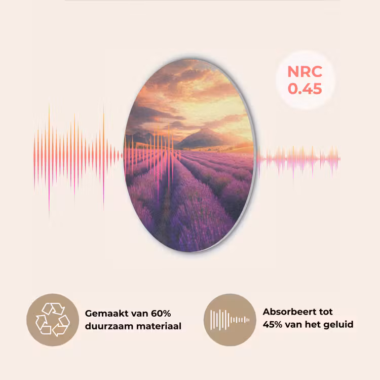 Lavendelveld - Zonsondergang - Paars Akoestische PET Vilt - Rond klein -USP_NL