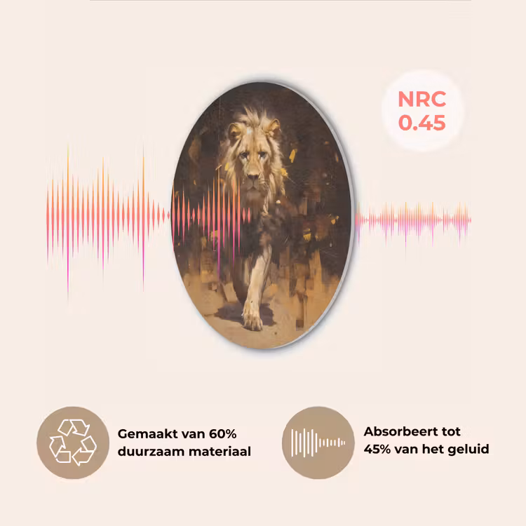 Leeuw - Geschilderd - Abstract - Goud Akoestische PET Vilt - Rond klein -USP_NL