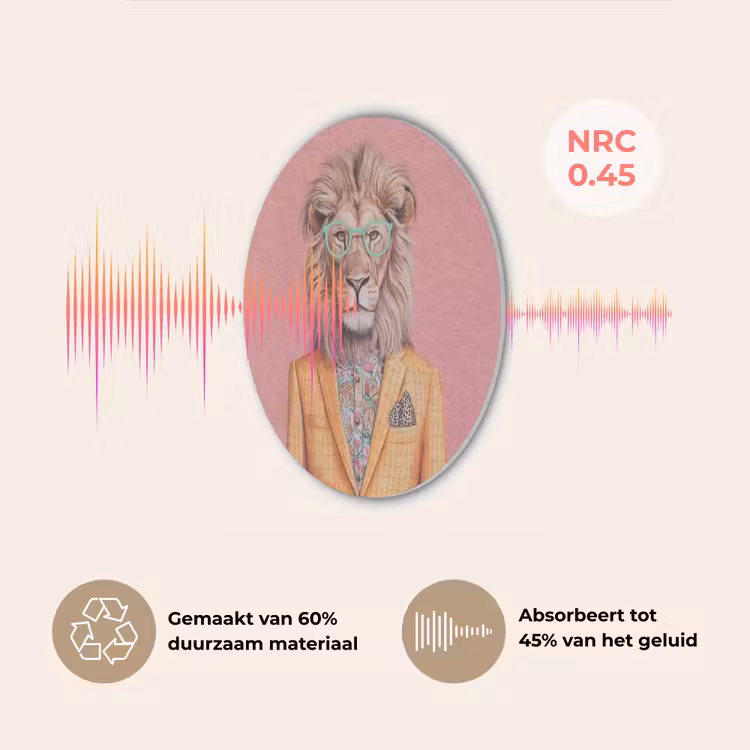 Leeuw - Pak - Geruit - Bril Akoestische PET Vilt - Rond klein -USP_NL