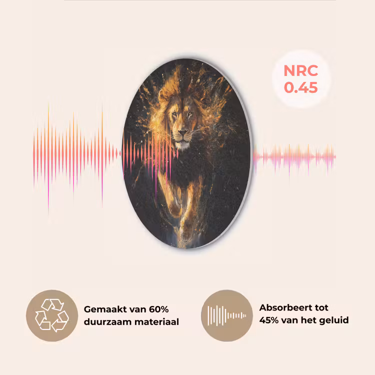 Leeuw - Zwart - Oranje - Verf Akoestische PET Vilt - Rond klein -USP_NL