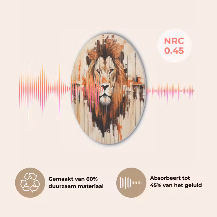 Leeuwenkop - Lijnen - Crème Akoestische PET Vilt - Rond klein -USP_NL