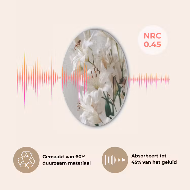 Lelies - Boekte - Wit - Meeldraden Akoestische PET Vilt - Rond klein -USP_NL