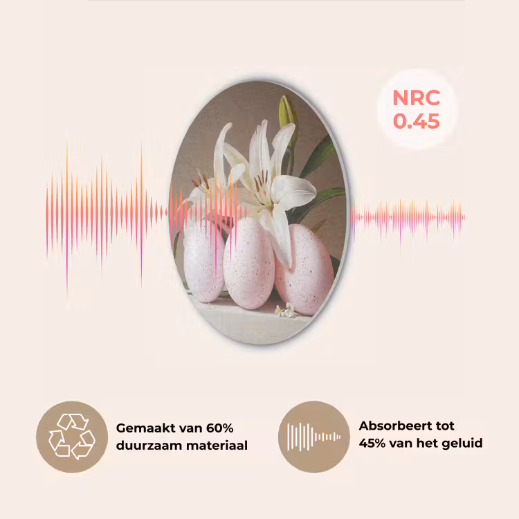 Lelies - Eieren - Pasen Akoestische PET Vilt - Rond klein -USP_NL