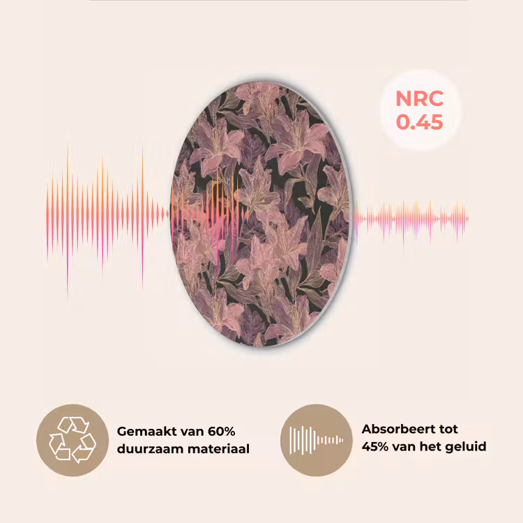 Lelies - Patroon - Paars - Goud Akoestische PET Vilt - Rond klein 838 -USP_NL