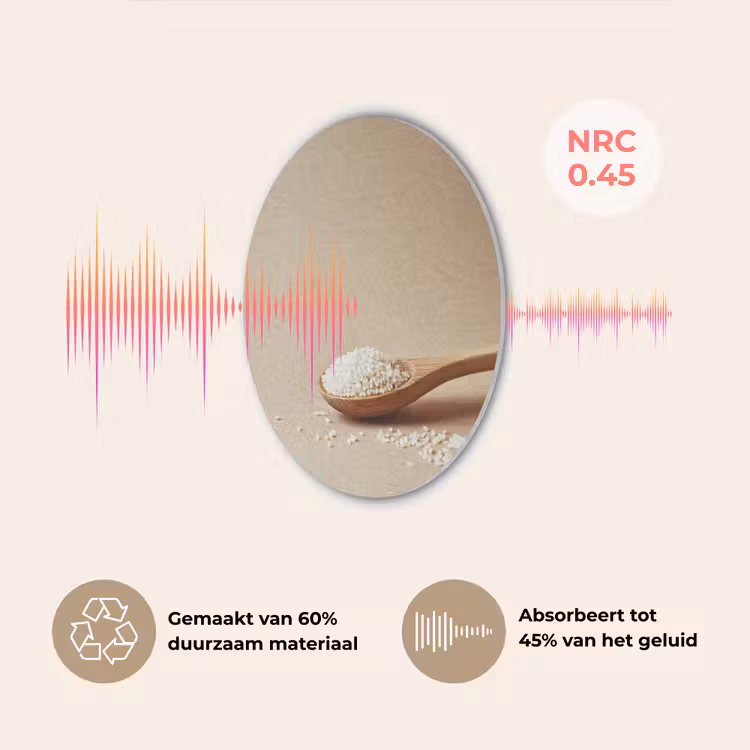 Lepel - Rijst - Hout - Beige Akoestische PET Vilt - Rond klein -USP_NL