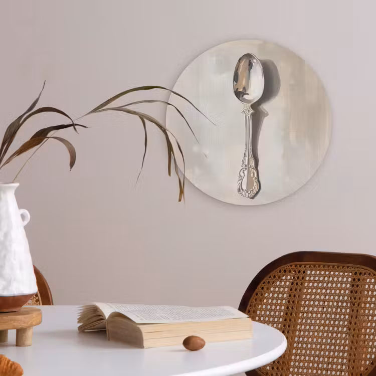 Lepel - Verf - Zilver Akoestische PET Vilt - Rond klein -sfeer3