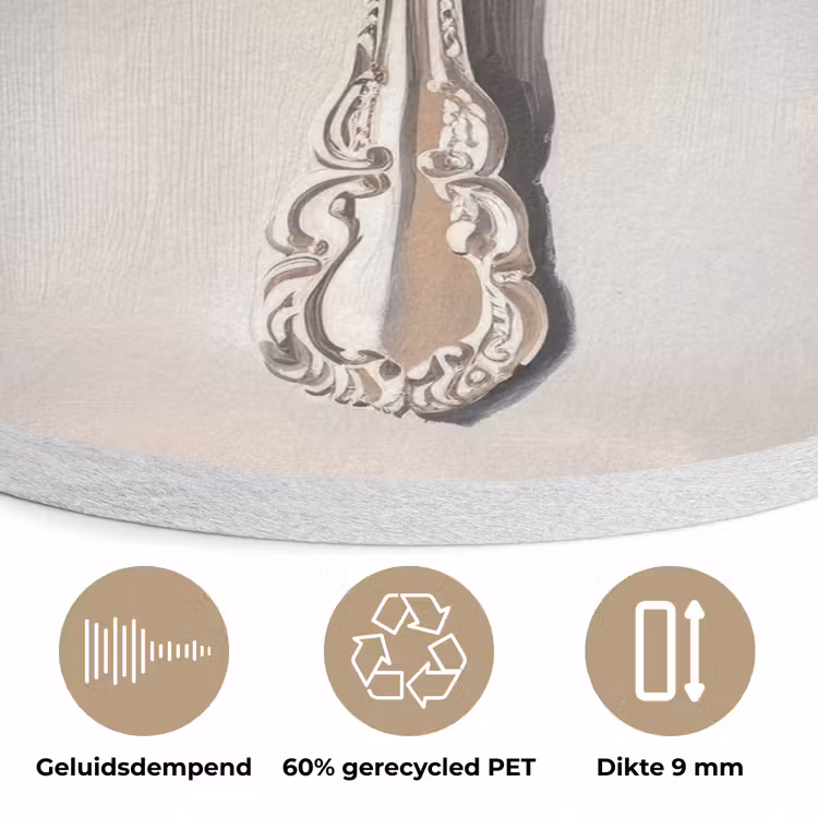 Lepel - Verf - Zilver Akoestische PET Vilt - Rond klein -closeup_NL