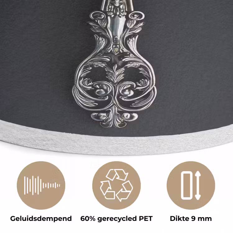 Lepel - Zilver - Metaal Akoestische PET Vilt - Rond klein -closeup_NL