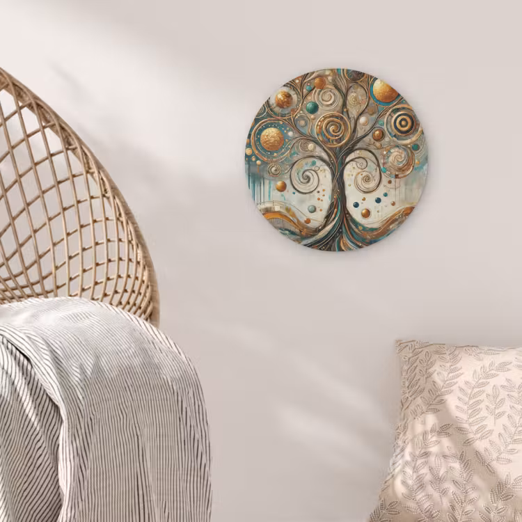 Levensboom - Boom - Abstract - Modern Akoestische PET Vilt - Rond klein -sfeer4