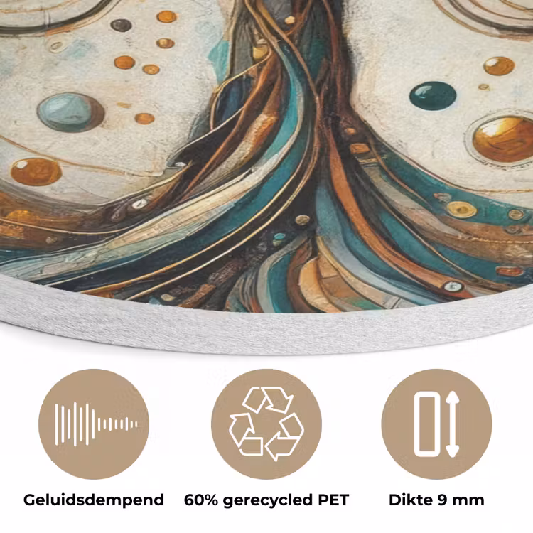 Levensboom - Boom - Abstract - Modern Akoestische PET Vilt - Rond klein -closeup_NL
