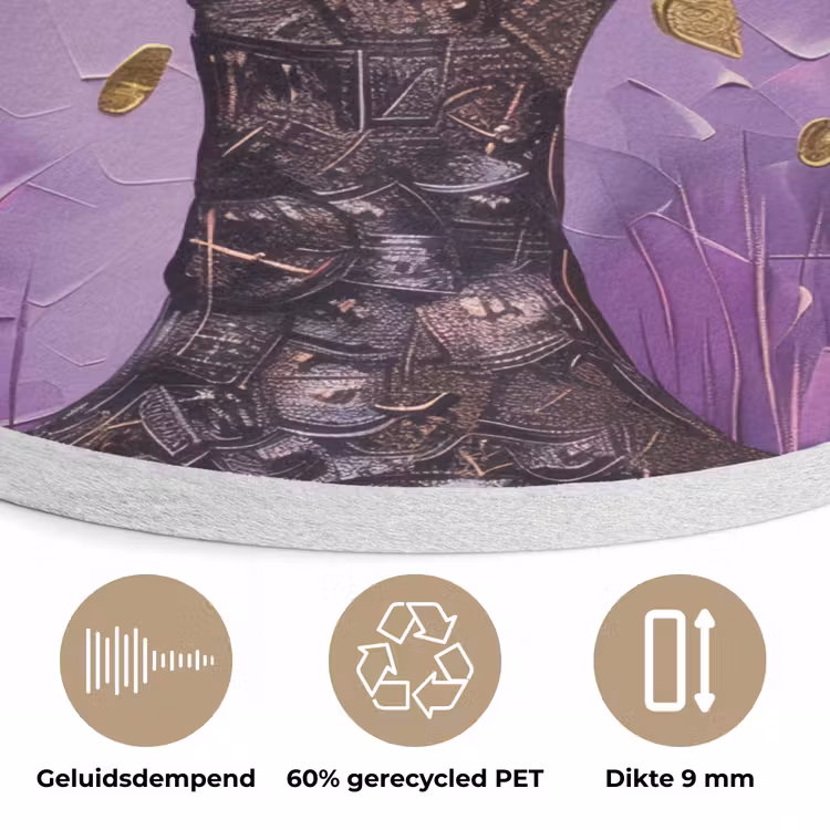 Levensboom - Boom - Paars - Goud - Modern Akoestische PET Vilt - Rond klein -closeup_NL