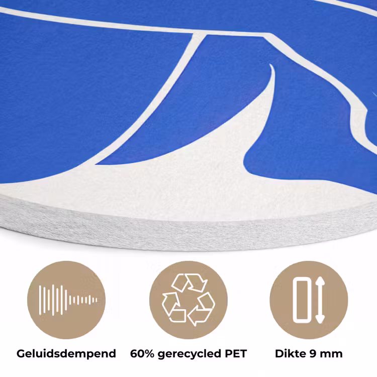 Lichaam - Abstract - Blauw Akoestische PET Vilt - Rond klein -closeup_NL