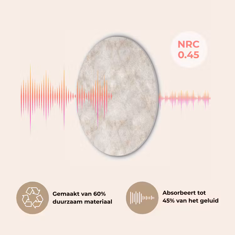 Lichtbeige - Goudbruine Nerven - Marmer Akoestische PET Vilt - Rond klein 838 -USP_NL