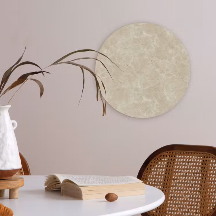 Lichtbeige - Marmer - Diffusie adering Akoestische PET Vilt - Rond klein 838 -sfeer3