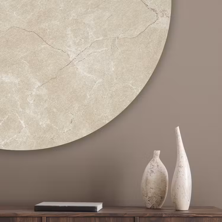 Lichtbeige - Marmer - Diffusie adering Akoestische PET Vilt - Rond klein 838 -sfeer5_closeup