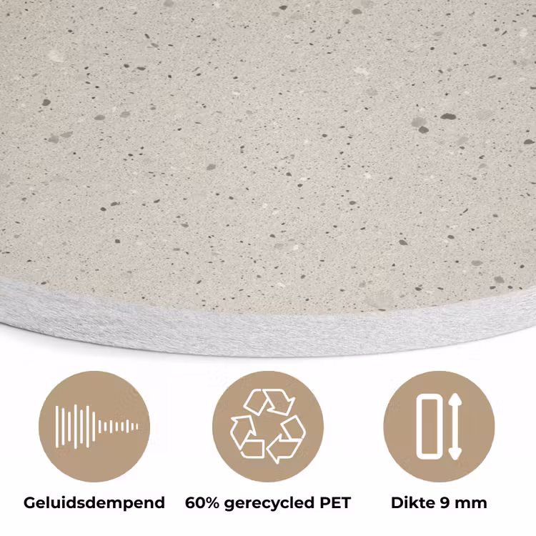 Lichtbeige - Terrazzo - Grijs Akoestische PET Vilt - Rond klein 838 -closeup_NL