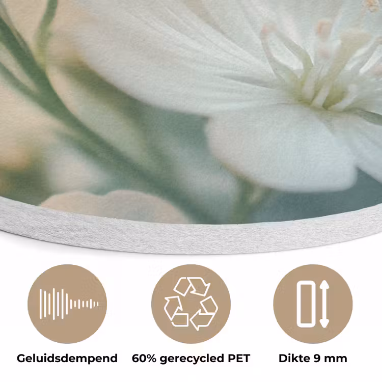 Lieveheersbeestje - Bloemen - Wit Akoestische PET Vilt - Rond klein -closeup_NL