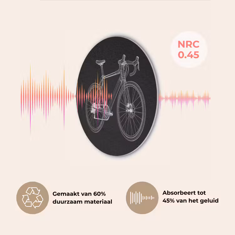 Lijnen - Illustratie - Wit Akoestische PET Vilt - Rond klein -USP_NL