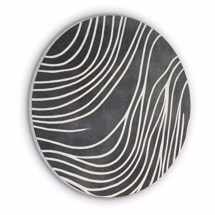 Lijnen - Patroon - Abstract - Wit Akoestische PET Vilt - Rond klein -3d