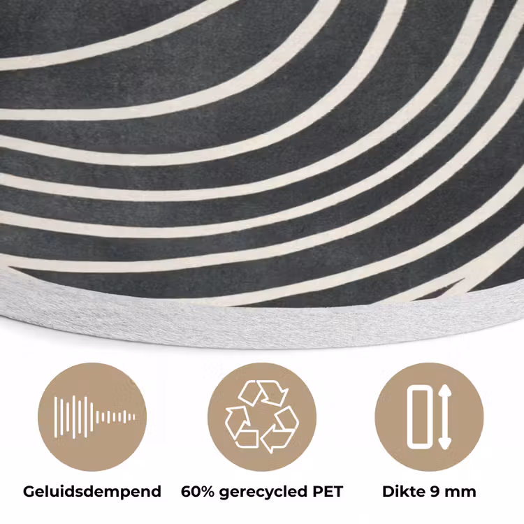 Lijnen - Patroon - Abstract - Wit Akoestische PET Vilt - Rond klein -closeup_NL