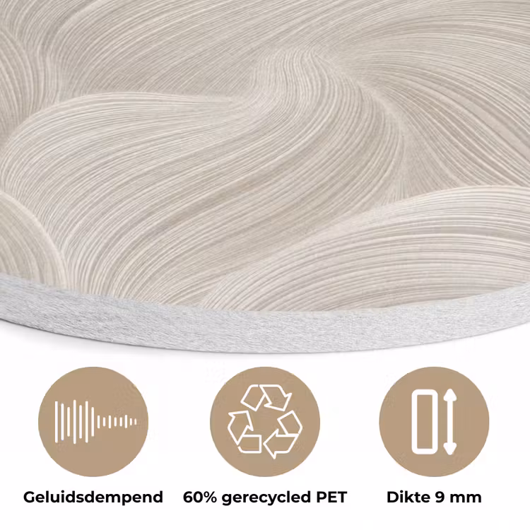Lijnen - Waaier - Beige Akoestische PET Vilt - Rond klein 838 -closeup_NL