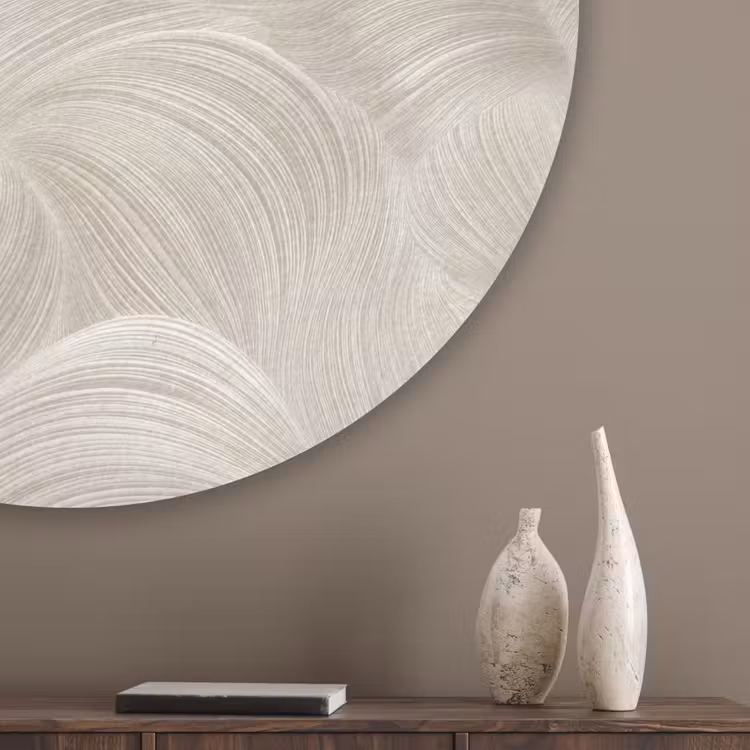Lijnen - Waaier - Beige Akoestische PET Vilt - Rond klein 838 -sfeer5_closeup