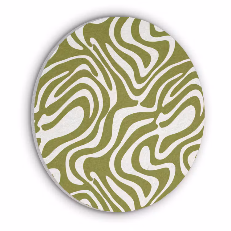 Lijnpatroon - Groen - Organisch Akoestische PET Vilt - Rond klein 838 -3d
