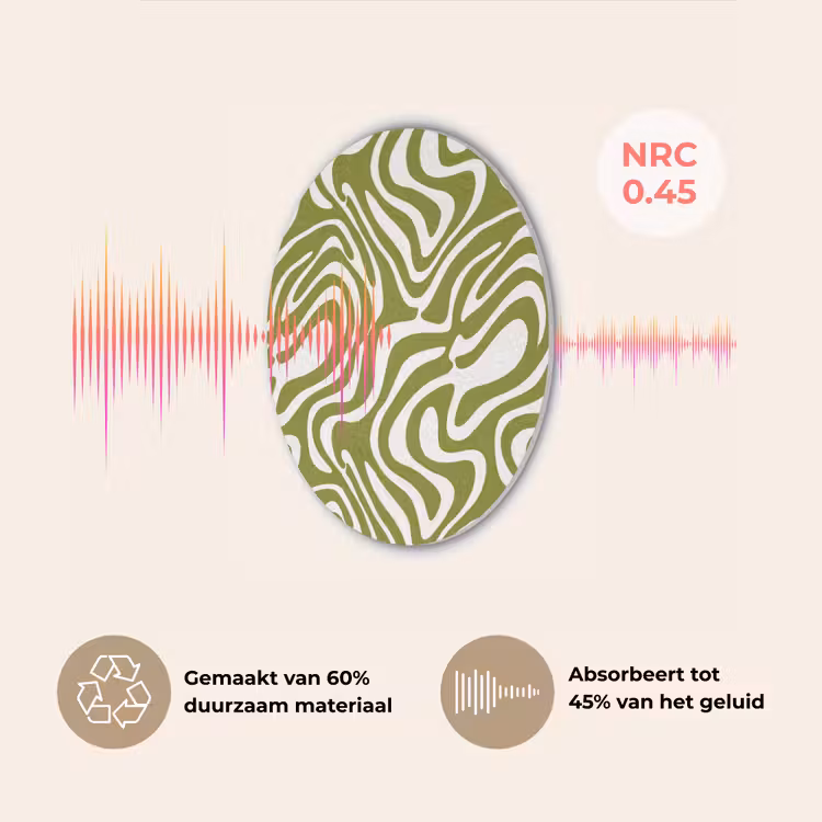 Lijnpatroon - Groen - Organisch Akoestische PET Vilt - Rond klein 838 -USP_NL