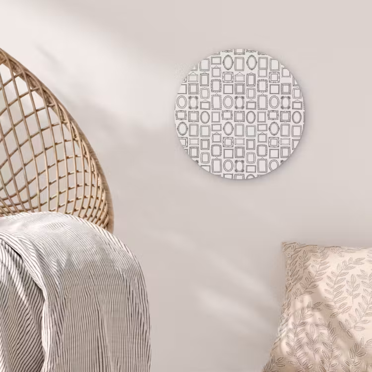 Lijsten - Patroon - Decoratie - Schets - Zwart-wit Akoestische PET Vilt - Rond klein -sfeer4