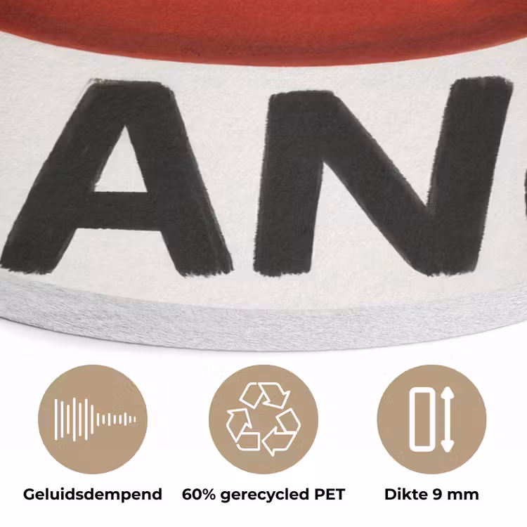 Lip - Girl - Rood - Letters Akoestische PET Vilt - Rond klein -closeup_NL