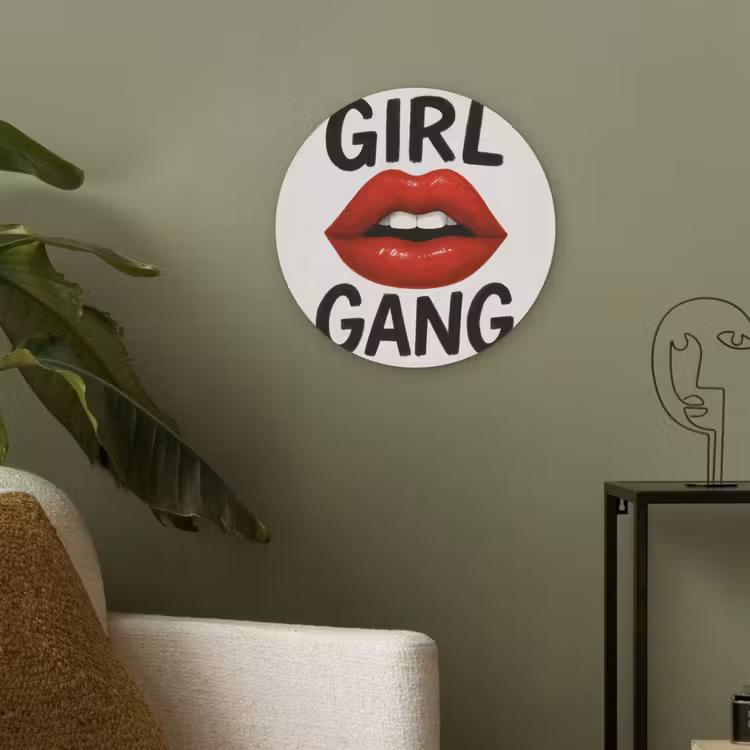 Lip - Girl - Rood - Letters Akoestische PET Vilt - Rond klein -sfeer2