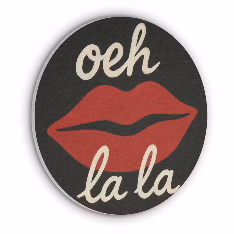 Lip - Rood - Quote Akoestische PET Vilt - Rond klein -3d