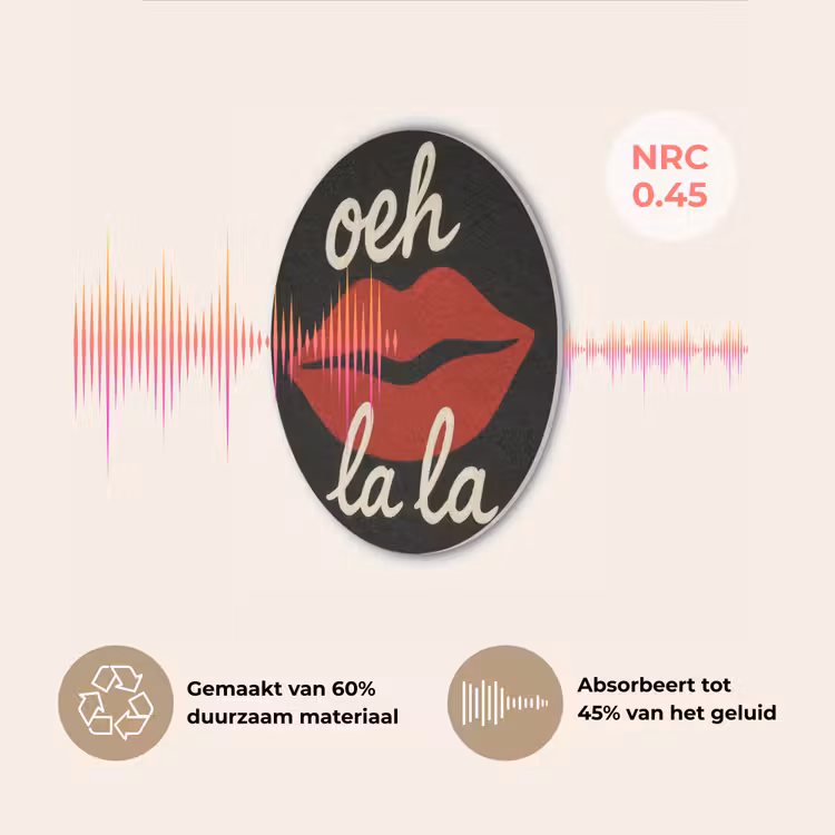 Lip - Rood - Quote Akoestische PET Vilt - Rond klein -USP_NL