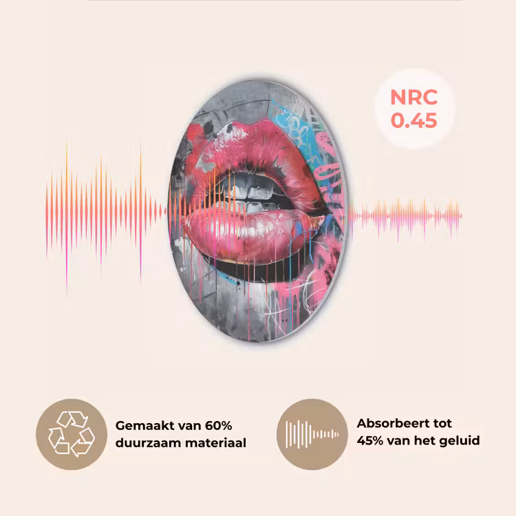 Lippen - Felroze - Graffiti - Verfstrepen Akoestische PET Vilt - Rond klein -USP_NL