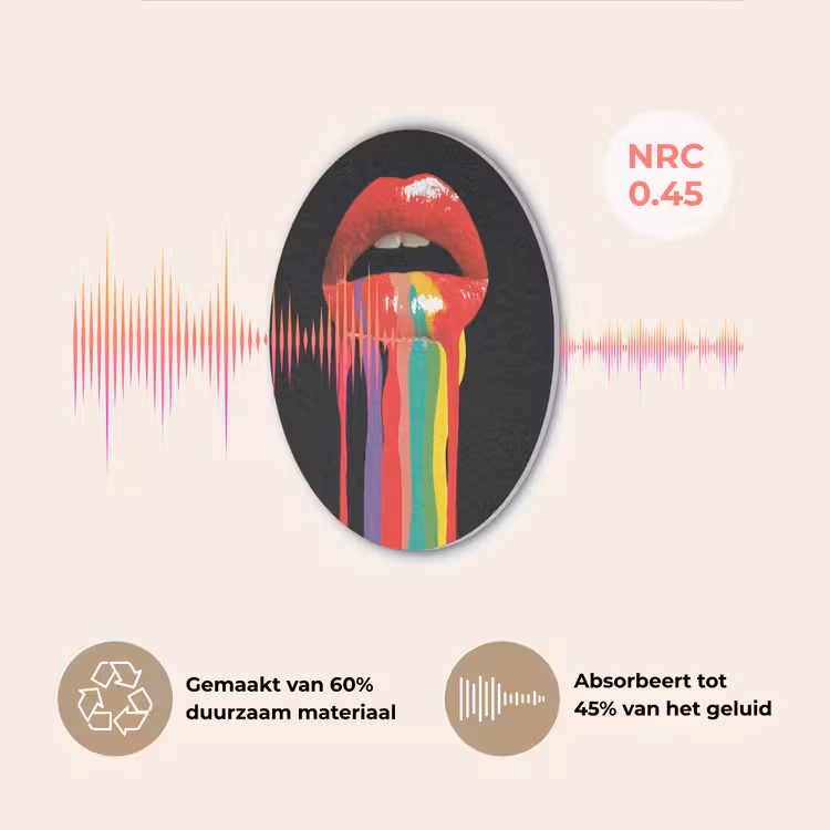 Lippen - Kleuren - Zwart Akoestische PET Vilt - Rond klein -USP_NL
