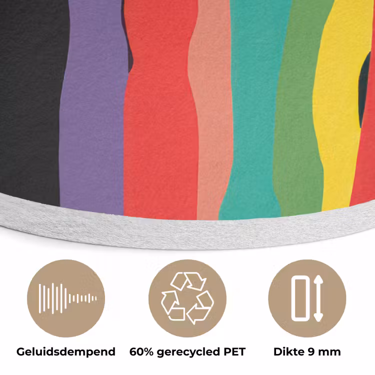 Lippen - Kleuren - Zwart Akoestische PET Vilt - Rond klein -closeup_NL