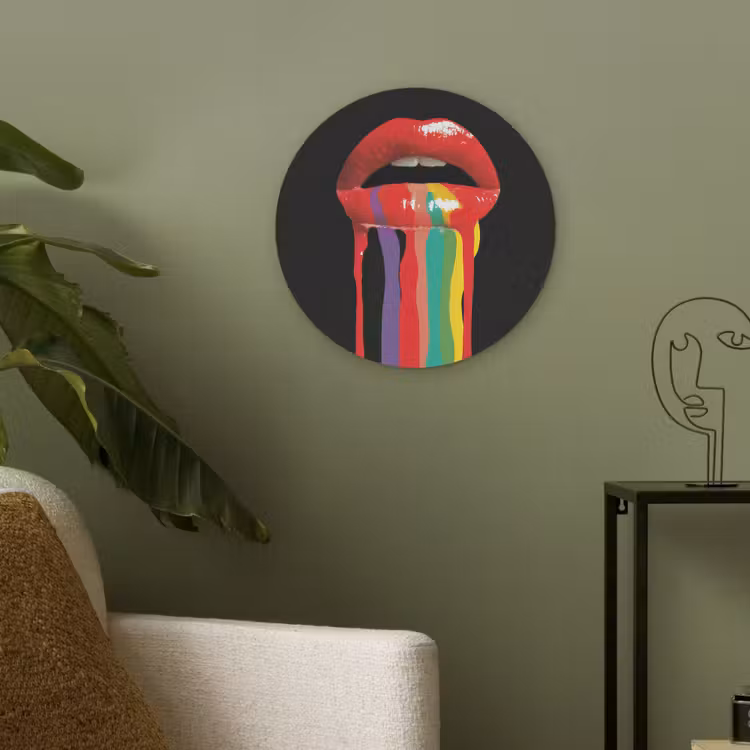 Lippen - Kleuren - Zwart Akoestische PET Vilt - Rond klein -sfeer2