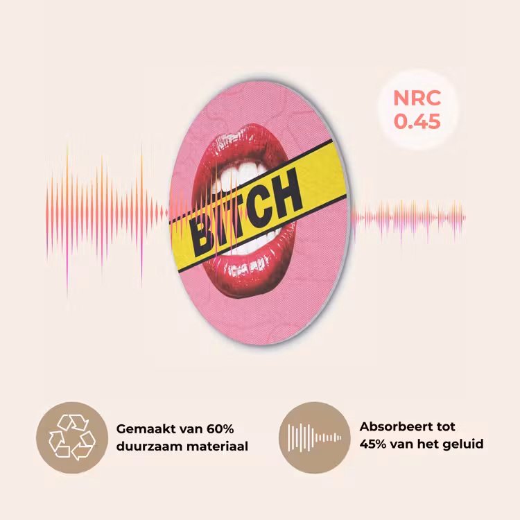 Lippen - Tekst - Kleurrijk Akoestische PET Vilt - Rond klein -USP_NL