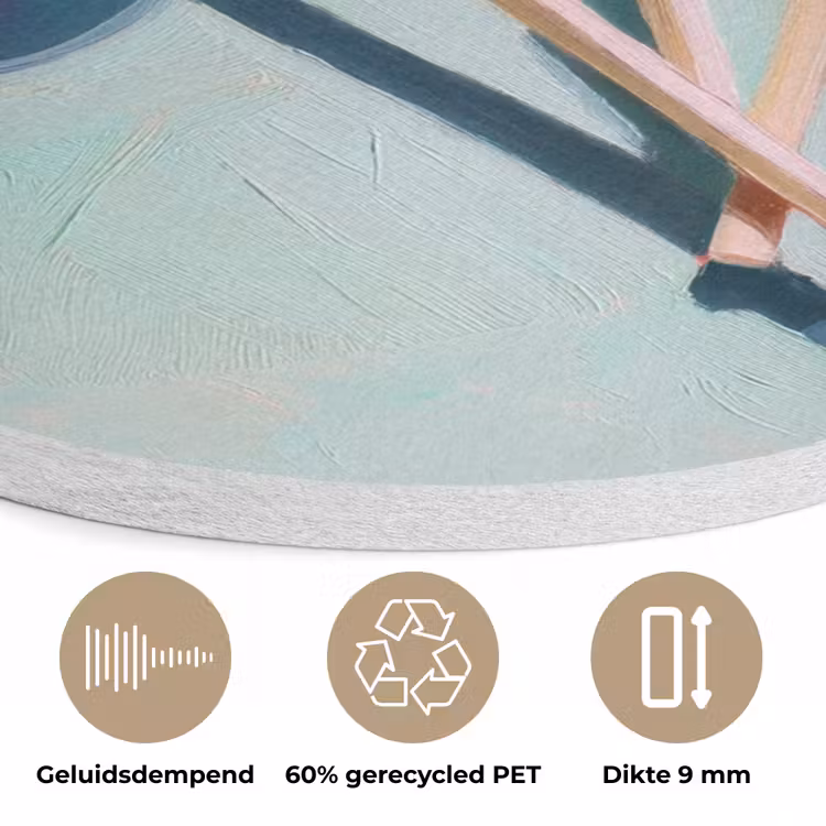Lollys - Schaduw - Drie - Blauw Akoestische PET Vilt - Rond klein -closeup_NL