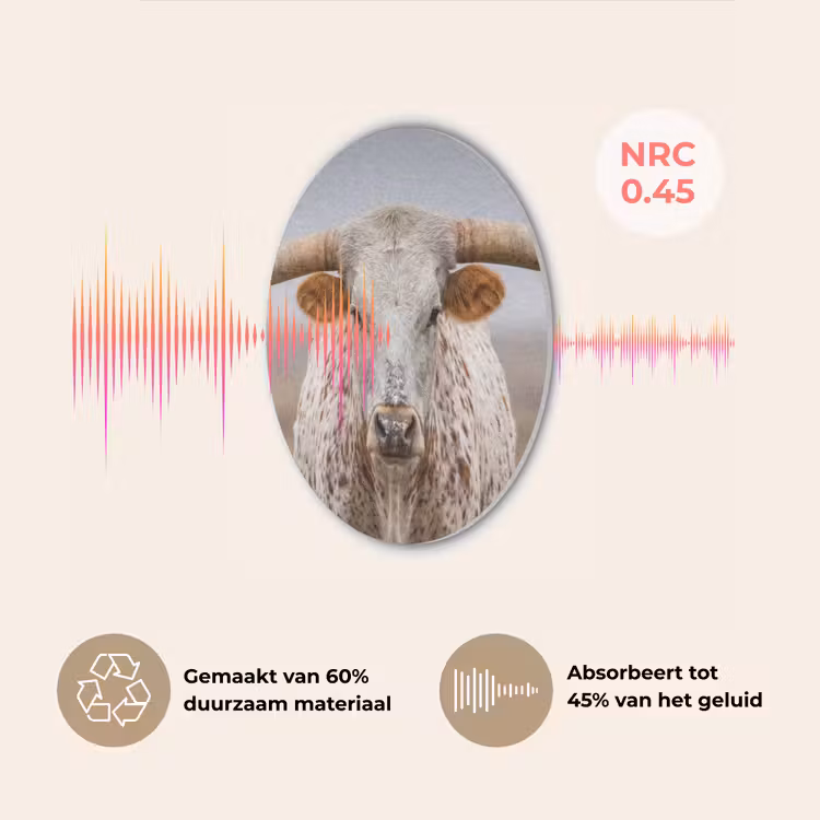 Longhorn - Grasveld - Dier Akoestische PET Vilt - Rond klein -USP_NL