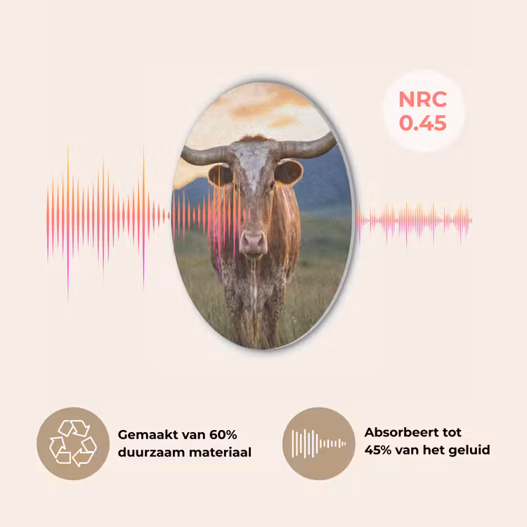 Longhorn - Landschap - Zonsondergang Akoestische PET Vilt - Rond klein -USP_NL