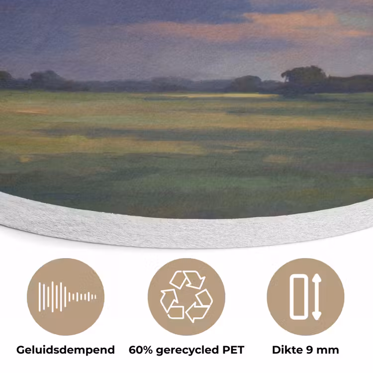 Lucht - Wolken - Landschap - Modern - Oranje Akoestische PET Vilt - Rond klein -closeup_NL