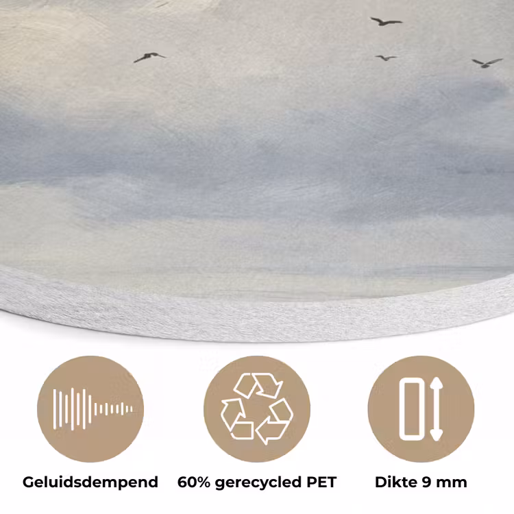 Lucht - Wolken - Natuur - Klassiek - Blauw Akoestische PET Vilt - Rond klein -closeup_NL