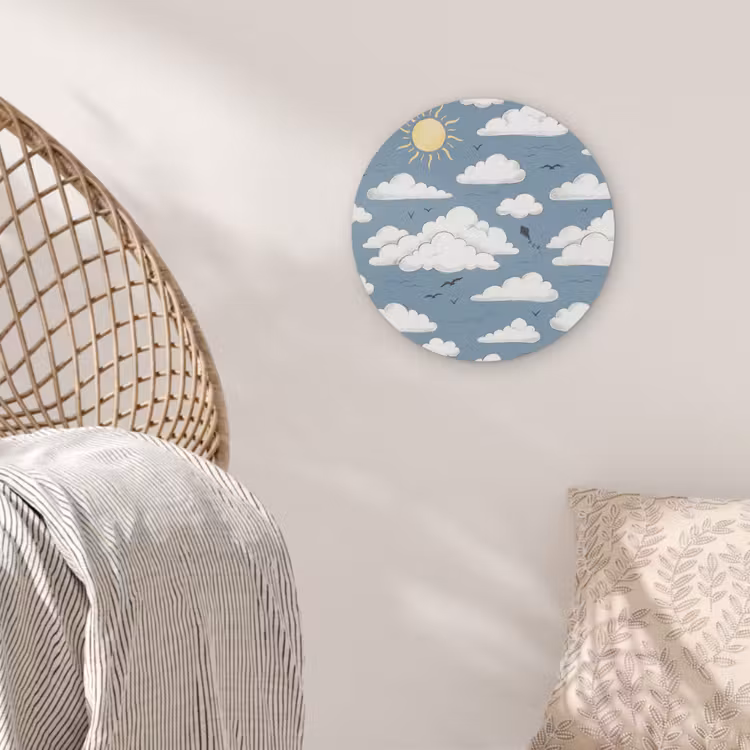 Lucht - Zon - Wolken - Natuur - Blauw Akoestische PET Vilt - Rond klein -sfeer4