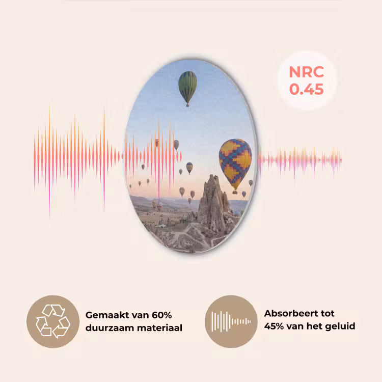 Luchtballonnen - Rotsen - Zonsopgang Akoestische PET Vilt - Rond klein -USP_NL