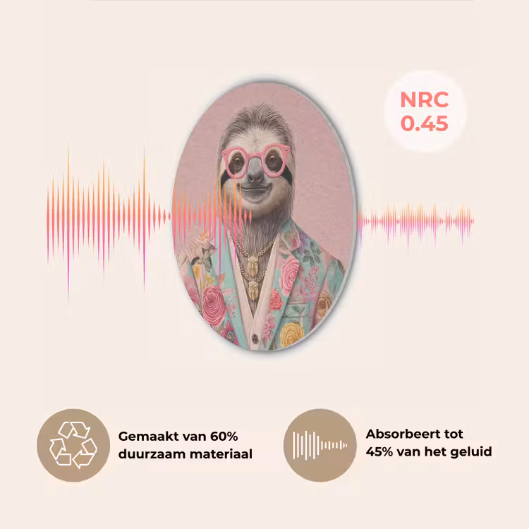 Luiaard - Bloemenprint - Bril - Roze Akoestische PET Vilt - Rond klein -USP_NL