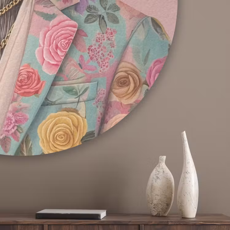 Luiaard - Bloemenprint - Bril - Roze Akoestische PET Vilt - Rond klein -sfeer5_closeup